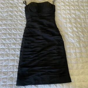 Bill levkoff ruched satin  Black Strapless Dress